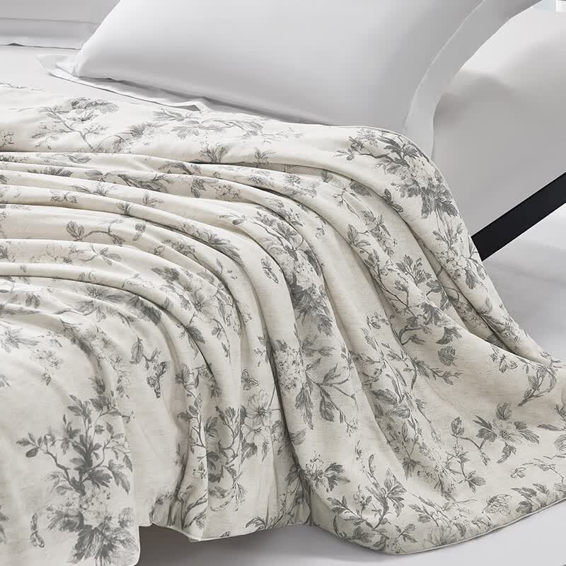 水星家纺夏被150*200cm水墨烟蓝天丝麻蚕丝系列耐用经久高清大图