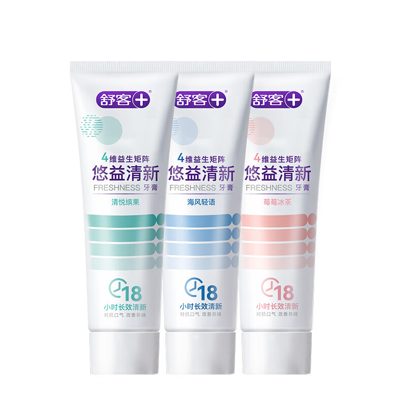 舒客+悠净清新益生菌牙膏(清悦鲜果)120克 * 3高清大图