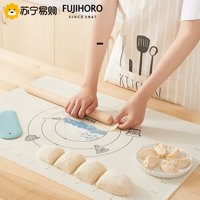 FUJIHORO 抗菌揉面垫硅胶面板食品级擀面和面垫家用加厚不粘防滑面食案板 富士山款揉面垫【50*70CM】