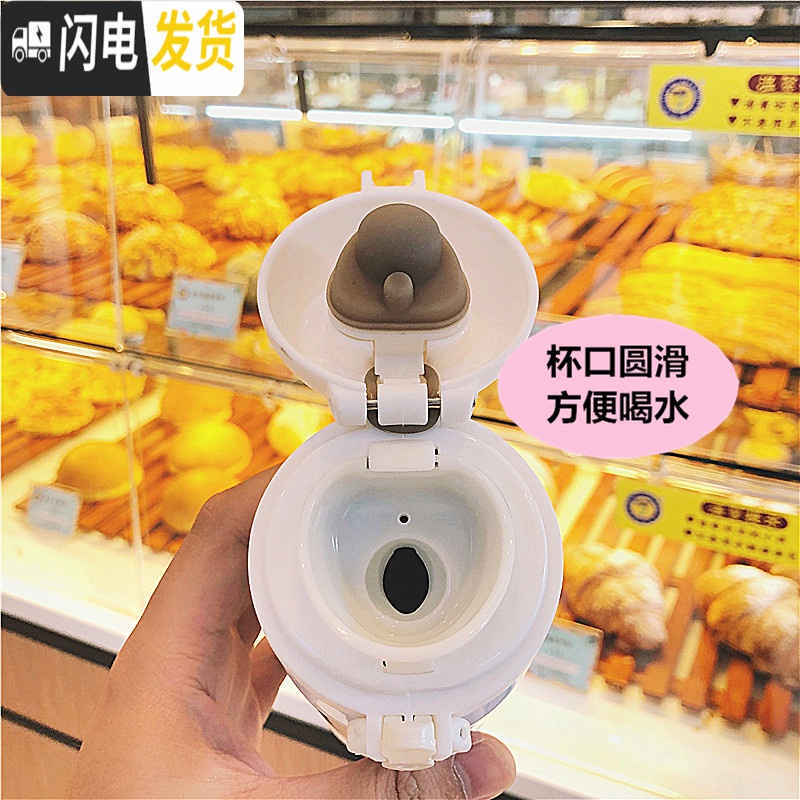 三维工匠创意简约纯色大容量不锈钢保温杯男女运动水瓶韩版可爱学生水杯子 大号金色500送杯刷+杯套高清大图