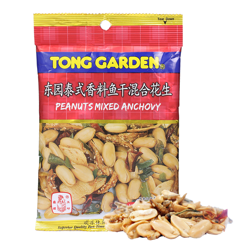 东园(Tong Garden) 泰式香料鱼干混合花生 35g 泰国原装进口零食