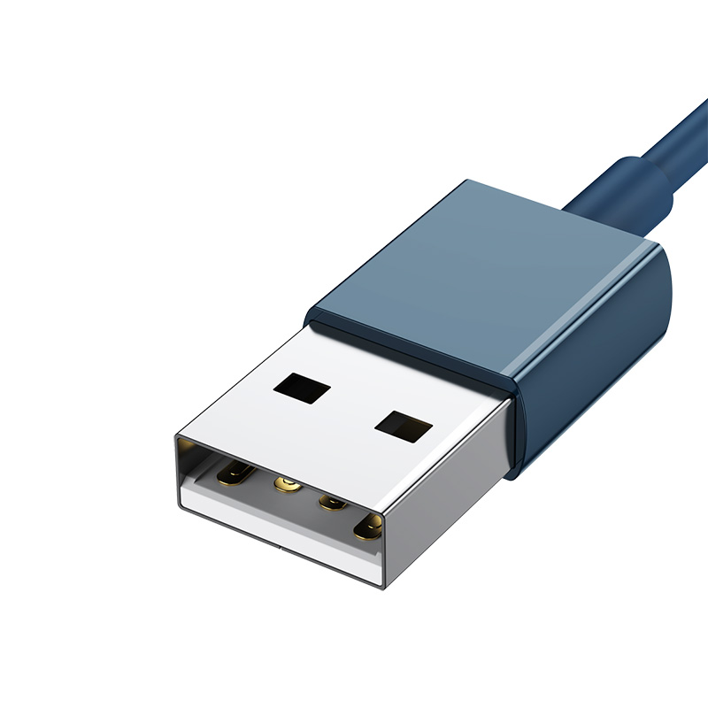 倍思 优胜系列 一拖三快充数据线 USB to M+L+C 3.5A规格:1.5m 蓝色高清大图