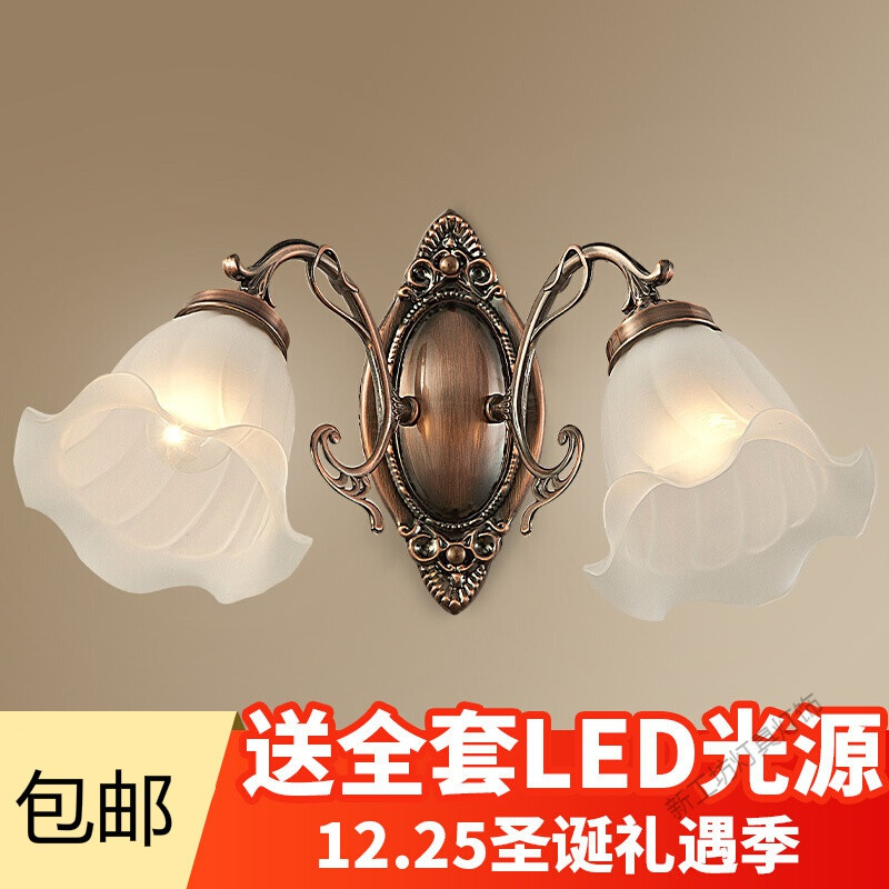 苏宁放心购 美式壁灯 客厅床头灯卧室壁灯现代简约led美式阳台过道楼梯灯具