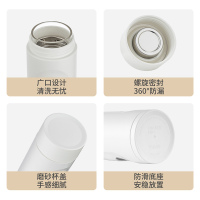 炊大皇便携大容量运动水杯塑料杯办公家用简约泡茶双层隔热防烫玻璃水杯GCS42A7