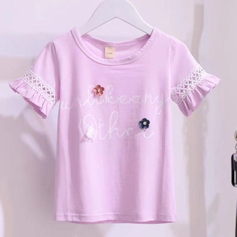 迪斯兔女童网红套装夏装2022年新款洋气短袖夏牛仔短裤两件套潮衣
