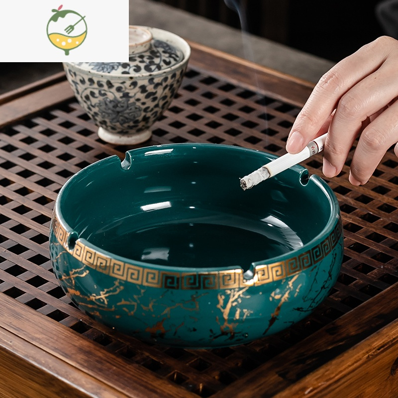 yicheng创意烟灰缸大号超大中式个性陶瓷烟缸家用客厅办公室防风烟灰