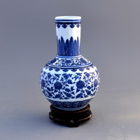 艺锦蓝 国产现代中式景德镇陶瓷器仿古青花瓷小号花瓶中式家居装饰酒柜客厅博古架摆件 赏瓶