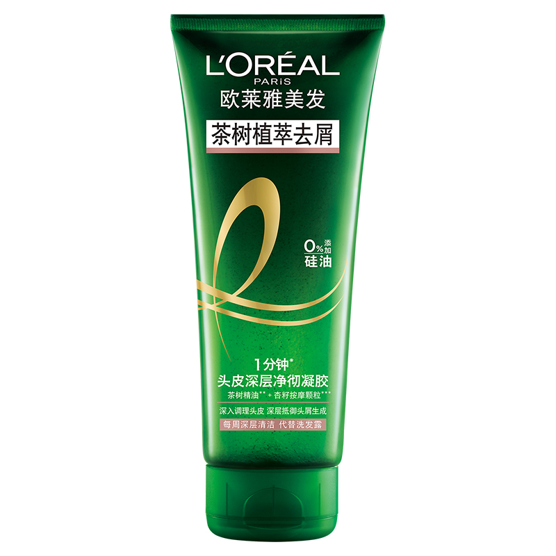 欧莱雅(LOREAL)茶树植萃去屑1分钟头皮深层净彻凝胶180ml高清大图