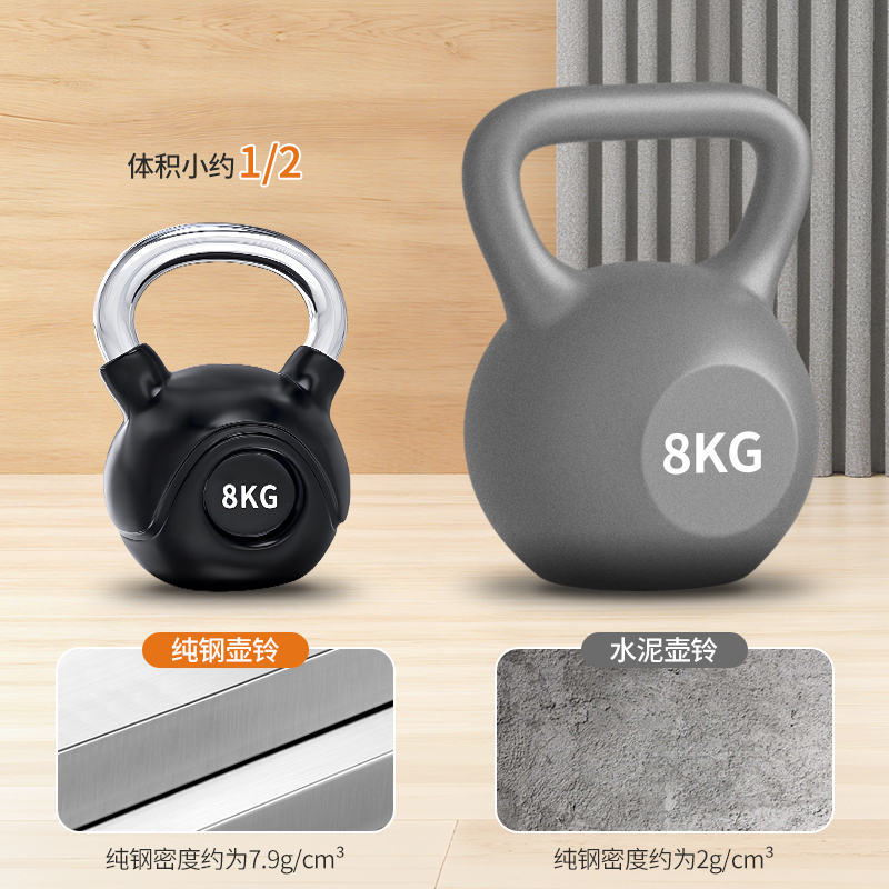 决动健身壶铃家用深蹲练臀力量训练钢制实心包胶 壶铃14KG单只YTZ37高清大图