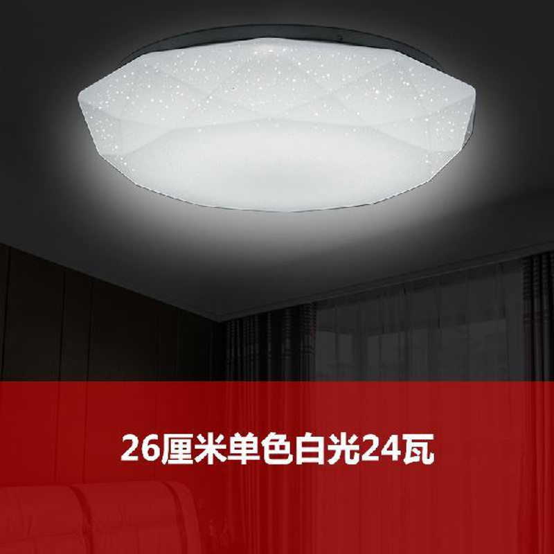 LED吸顶灯 梦幻钻石星空房间灯 现代简约圆形客厅卧室餐厅阳台灯 26厘米白光LED24瓦