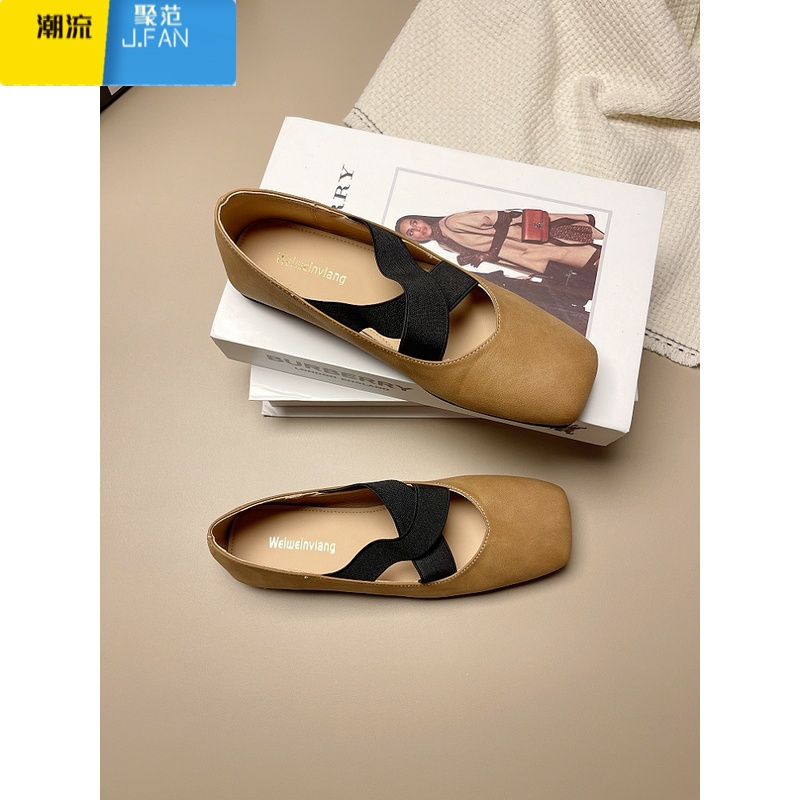 聚范仙女风玛丽珍芭蕾舞鞋方头复古单鞋女奶奶猪鼻子鞋大码女鞋41-43高清大图