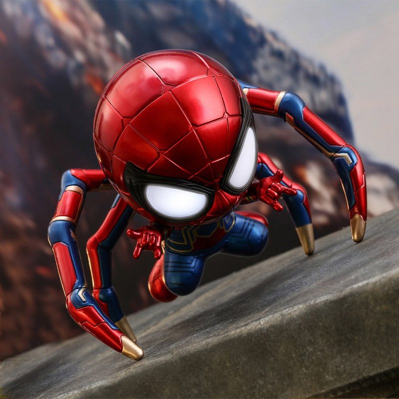 ht钢铁蜘蛛侠手办英雄远征复联4死侍玩具模型公仔汽车车载摆件q版 i款