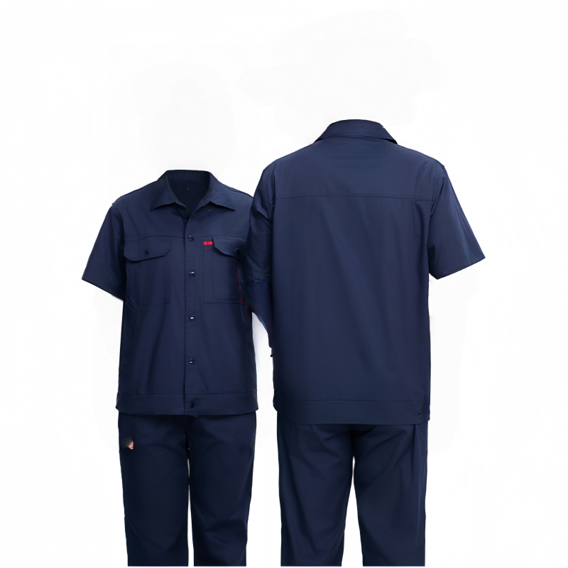 珂攸洋劳保短袖工作服套 藏青色