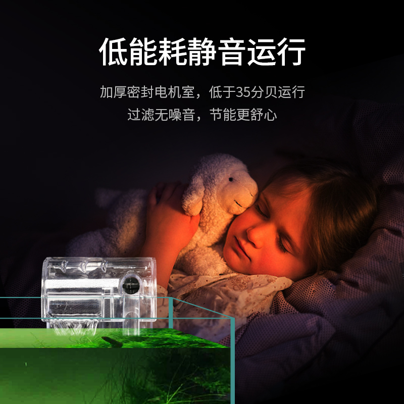 鱼缸壁挂过滤器除油膜小型瀑布式壁挂式循环水泵外置过滤桶超高清大图