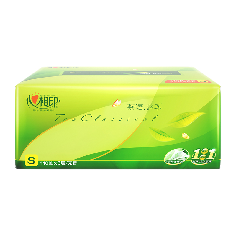 心相印 抽纸 面巾纸 纸巾 茶语丝享系列20包110抽三层塑料纸面巾DT15110(箱装)高清大图
