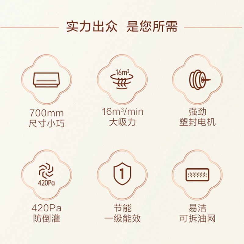万家乐抽油烟机 中式吸油烟机家用小尺寸16m³/min大吸力油烟机深腔拢烟一级能效钢化玻璃面板AZ1高清大图