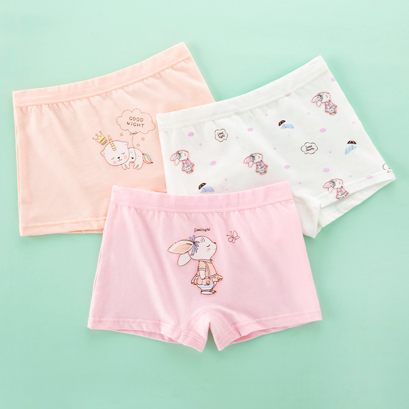 七色王国女童内裤平角棉宝宝儿童小童2中大童3四角短裤幼儿5女孩7岁棉