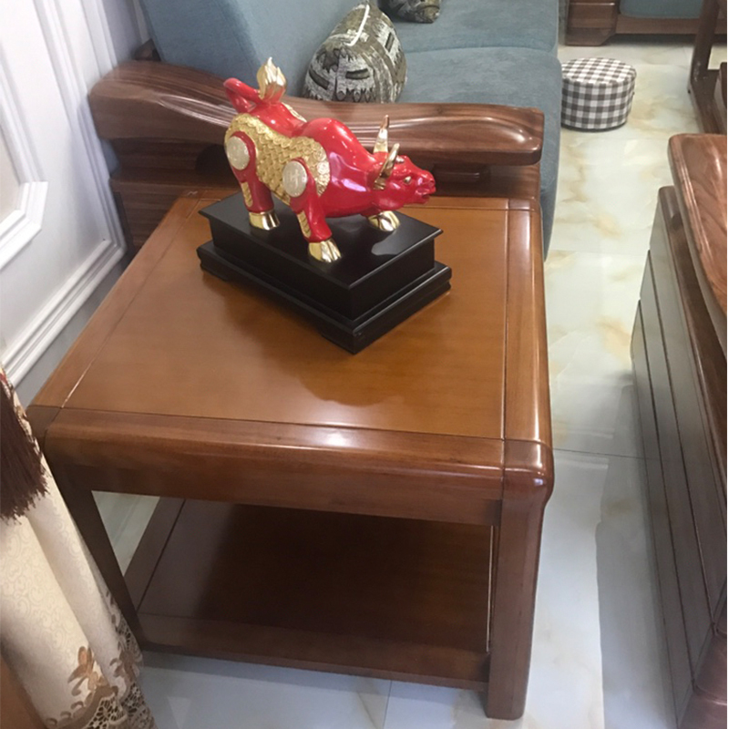 全实木角几方几沙发角几大理石边几小方桌乌金木色 胡桃木色网缘定制 全实木乌金色3号70*70*55厘米