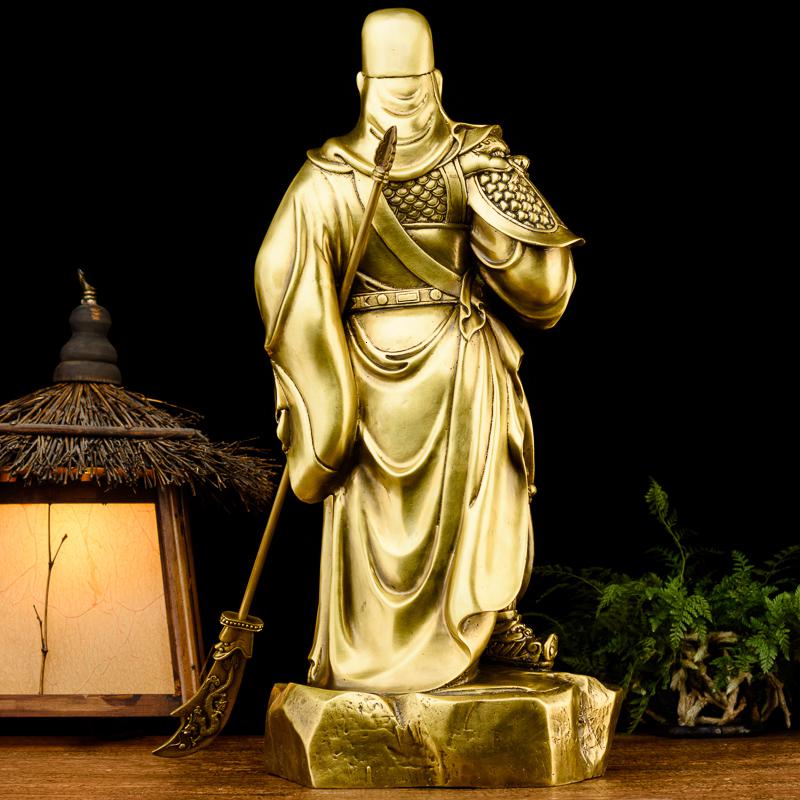 家柏饰(CORATED)关公摆件 关公像特大铜抚须武 铜关公佛像铜高清大图