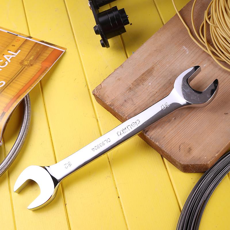 扳手得力delidl33324开口扳手铬钒合金钢1个