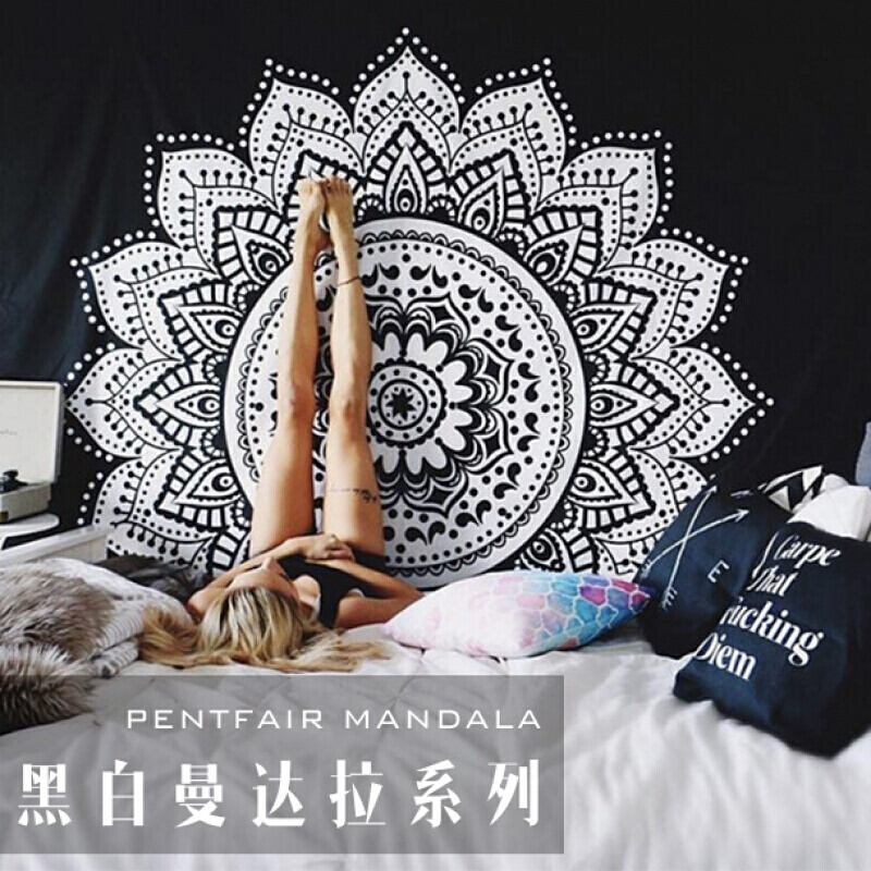 [小号精选]PentFairMandala曼达拉挂布床单沙巾桌布瑜伽挂毯32紫荧坛城流苏