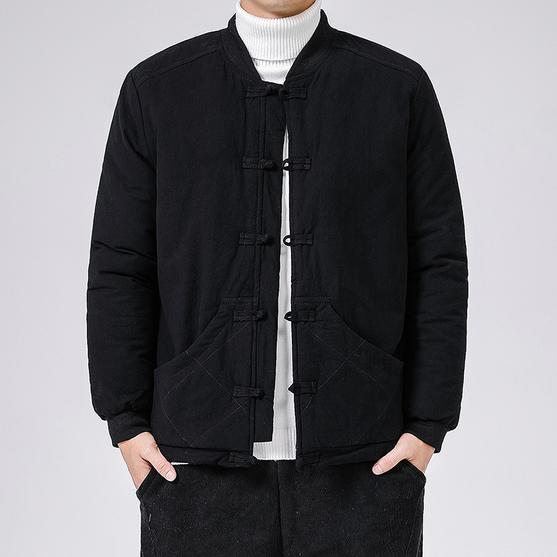 baluoshang中国风羔绒棉衣男冬季加厚外套青年唐装棉袄中式棉服复古