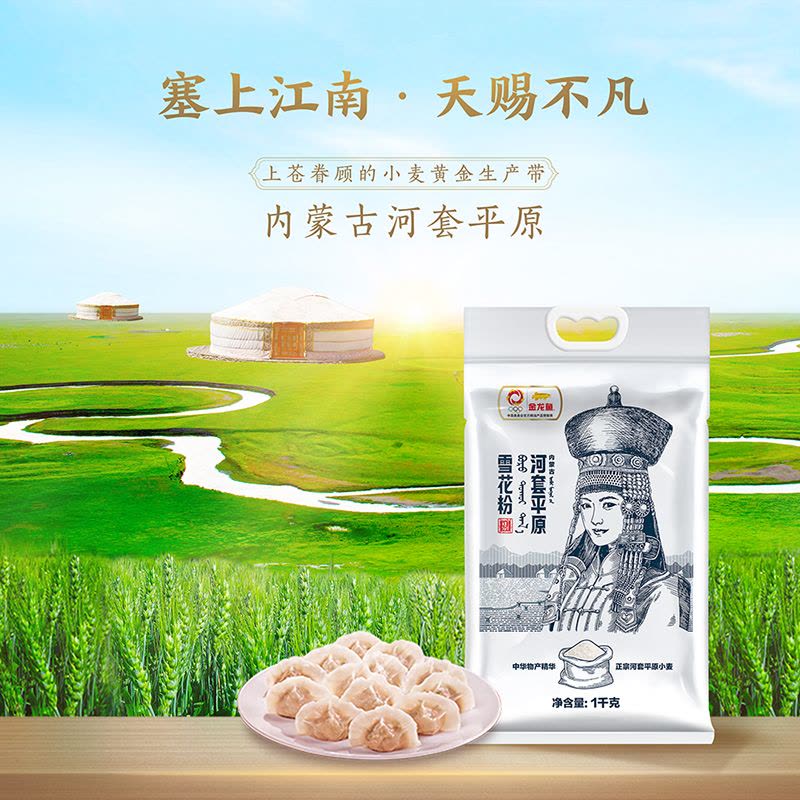 金龙鱼内蒙平原雪花粉1KG 面粉小麦粉面条馒头饺子图片