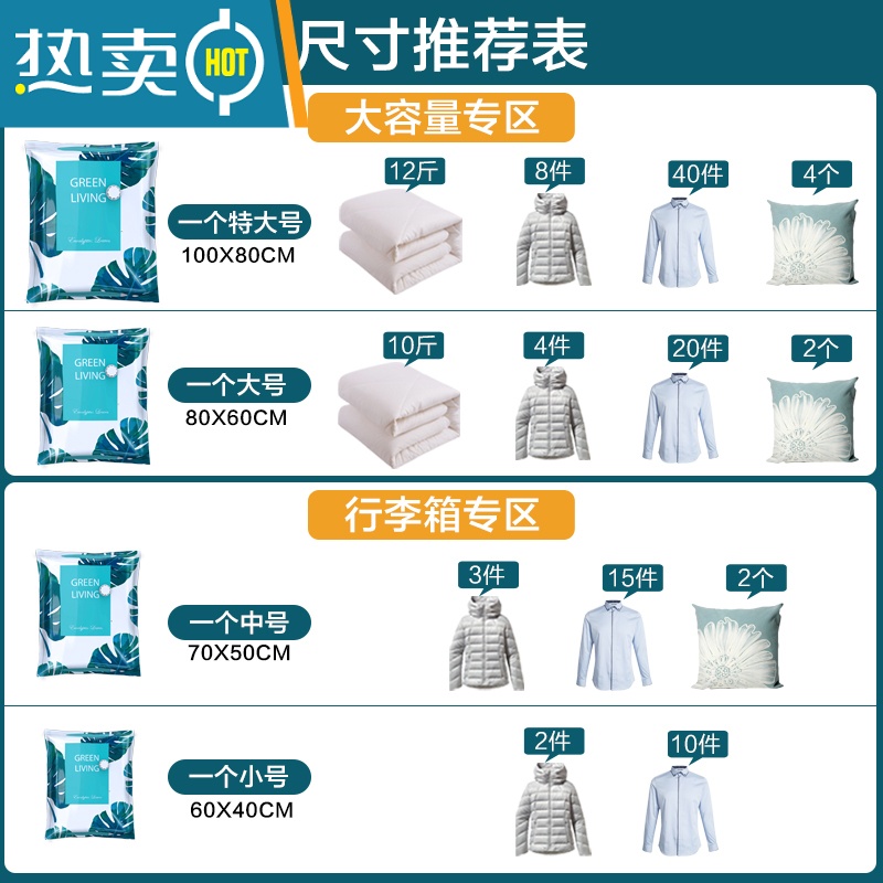 敬平真空被子压缩袋家用整理衣服专用抽气收纳袋特大号小号加厚密封袋 6件套(5特大)+电泵 大号(100*80cm)高清大图