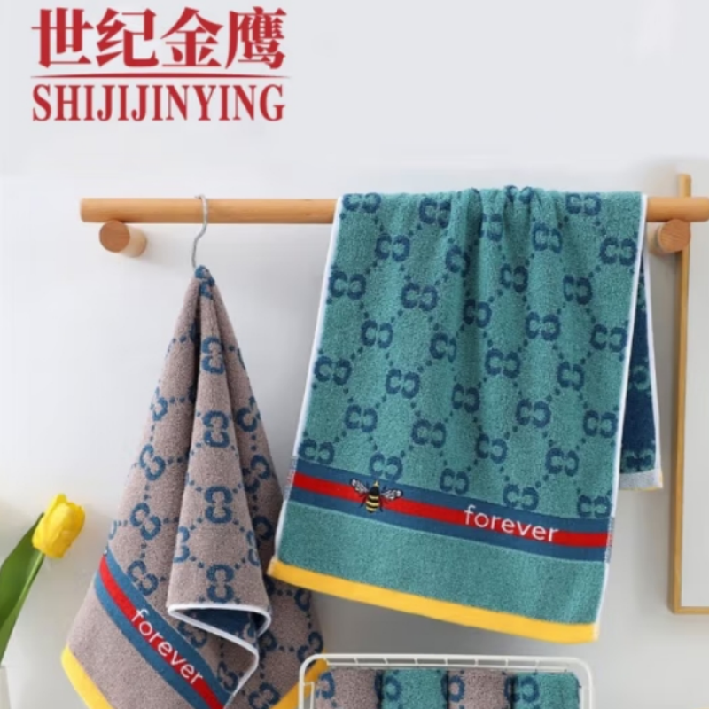 世纪金鹰 新疆棉提花断档毛巾 34*74cm 1盒