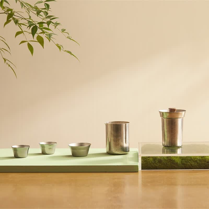 鸣盏 纯钛旅行茶具套装快客杯便携户外功夫茶具双层家用露营泡茶壶礼品 (公道杯+主人杯+茶杯*2)MZ8024A高清大图