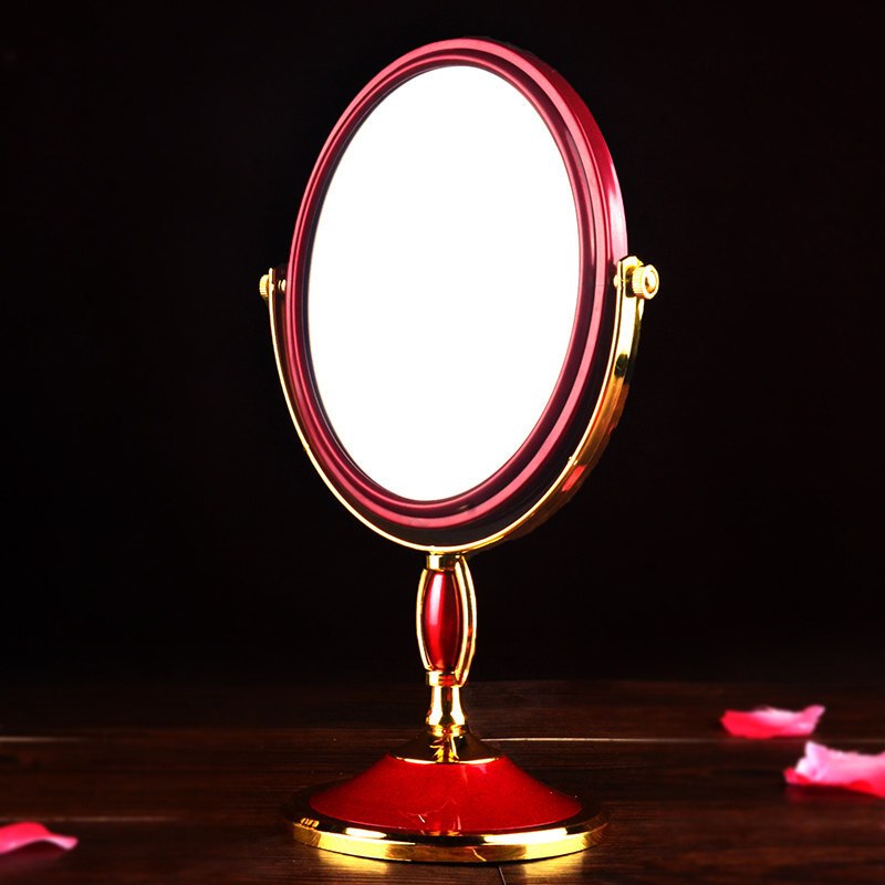 婚庆用品新娘嫁妆红色镜子结婚梳妆台化妆镜子新人陪嫁道具红色椭圆