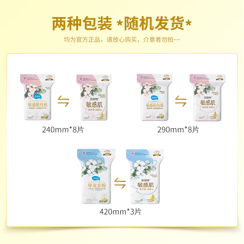倍舒特医护级纯棉加长日用/夜用卫生巾290mm32片CM36108L4高清大图