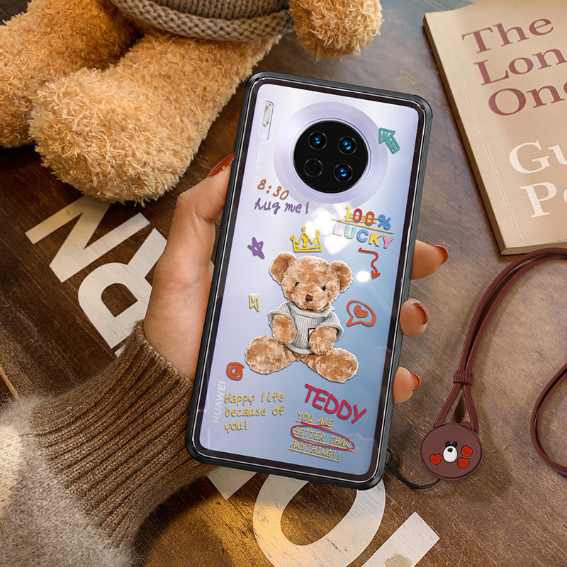 维泡适用华为mate30pro手机壳mate20潮透明玻璃20pro女款mete卡通可爱