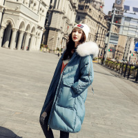 芷臻zhizhen2021冬季新款羽绒服女中长款修身收腰加厚时尚大毛领连帽