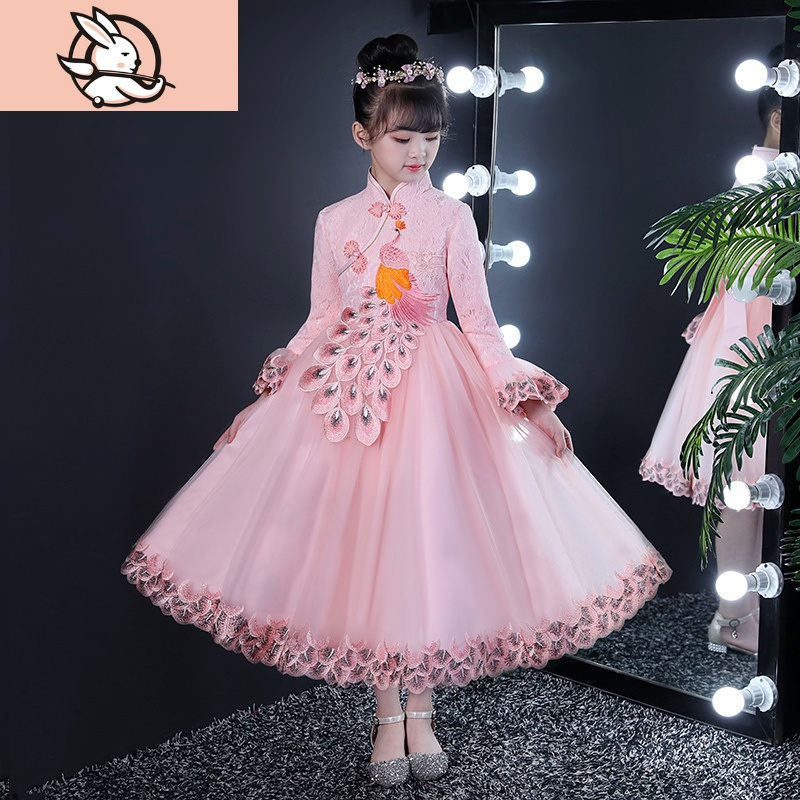 HUAYANGTU女童拜年服儿童装新年装秋冬装加绒加厚冬季公主连衣裙子洋气冬款裙子童