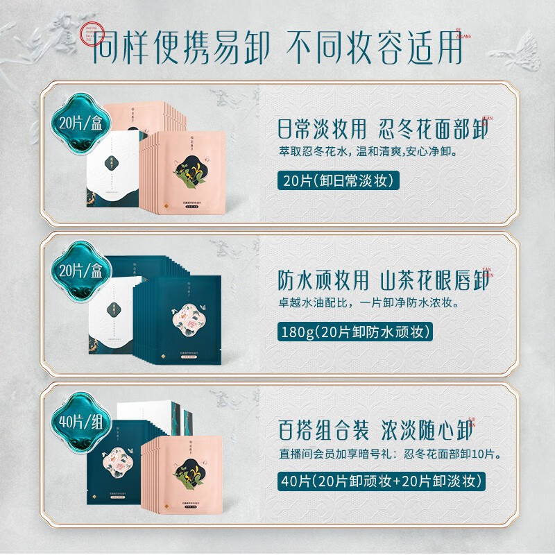 花西子花露凝萃卸妆湿巾(山茶花眼唇)花露凝翠卸妆湿巾-山茶花眼唇卸(20片装)高清大图