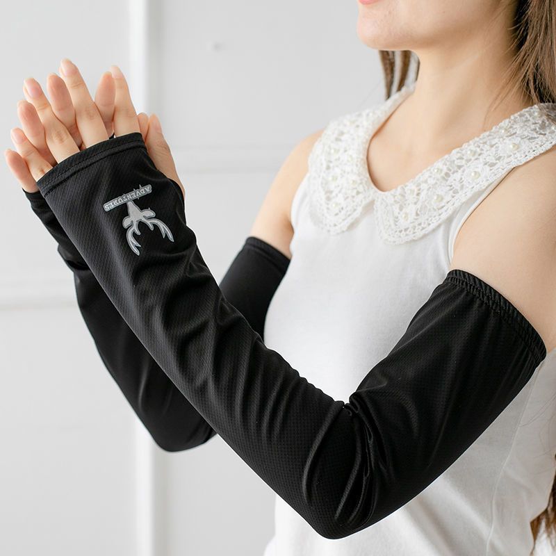 紧身运动款黑色1双以图片发货夏季冰丝袖套防晒薄款宽松手套冰袖女ins