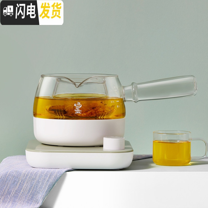 三维工匠鸣盏煮茶器花茶迷你养生壶办公室小型全自动家用煮茶壶玻璃壶茶具 【青瓷色】全自动煮茶器500cc