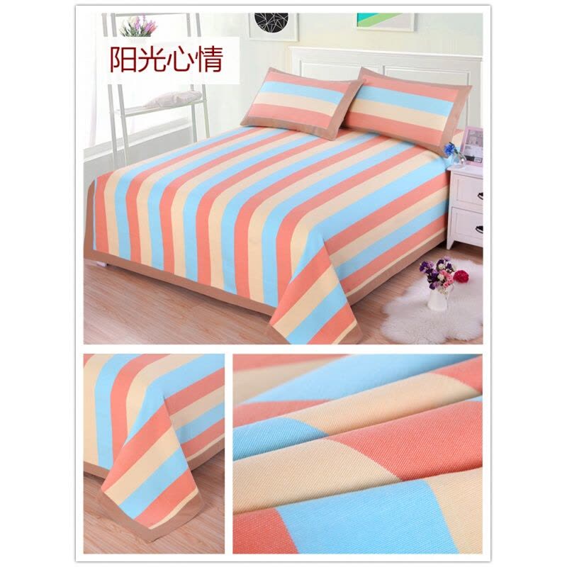 纯棉老粗布凉席床单三件套加厚加密单双人可折叠1.51.8米床夏图片