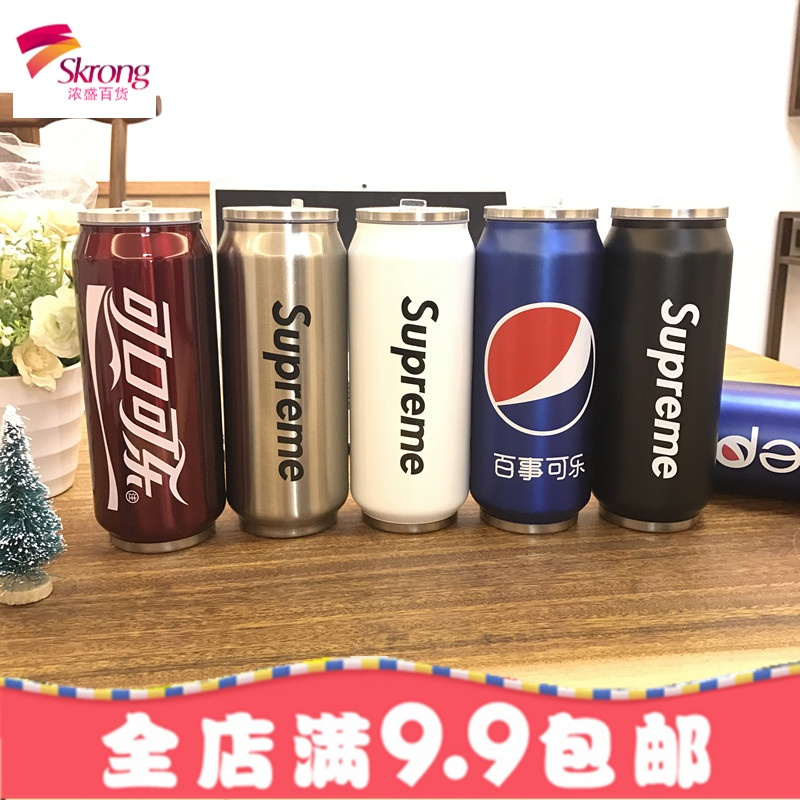 创意韩版潮易拉罐吸管保温杯网红ins男女便携水杯个性可乐瓶刻字