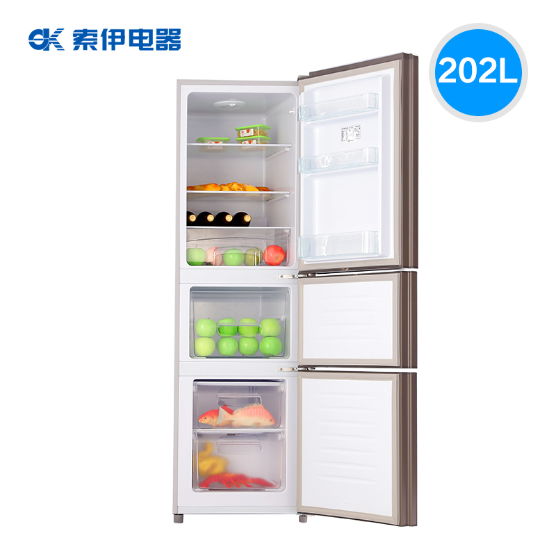 Soyea/索伊 BCD-202SL3家用三门冰箱铜管节能微霜电冰箱三开门
