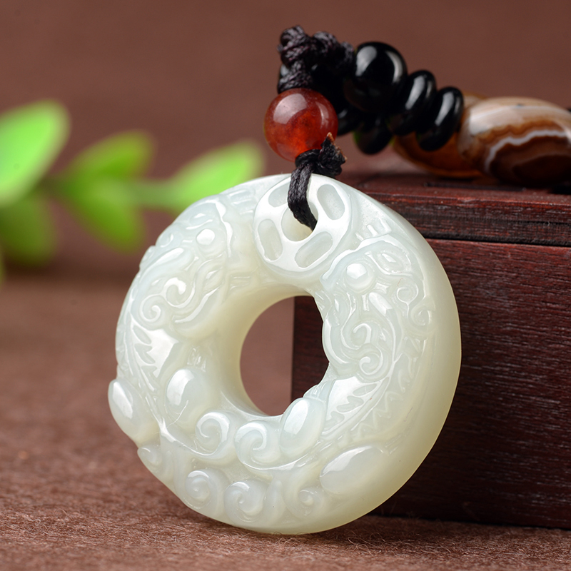 臻玉盈天然和田玉貔貅平安扣吊坠白玉玉石挂件男女通用款玉石吊坠 挂牌 玉佩