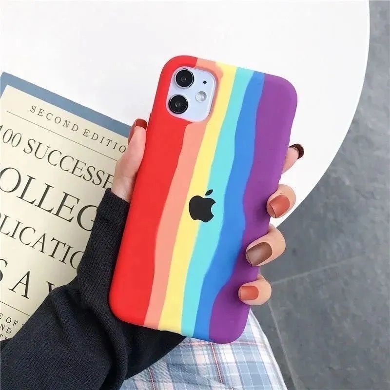 彩虹-彩红条纹 iPhone6 苹果11液态硅胶12promax彩虹全包7/8plus手机壳软iPhoneXS/XR/6