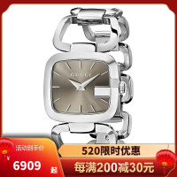 Gucci 古驰手表女士32mm蓝宝石镶钻手镯式钢带石英表女表 YA125401