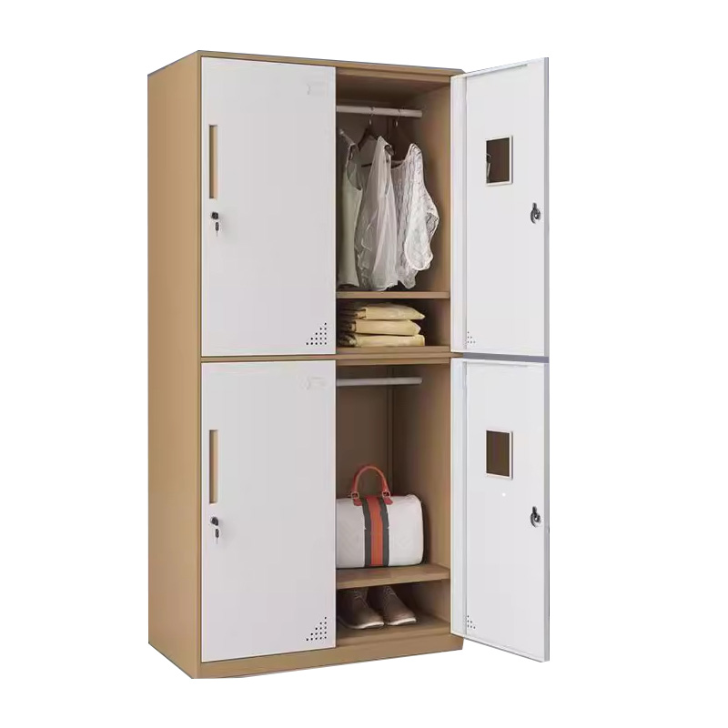 景福达铁皮衣柜咖白四门90*45*185cm台高清大图