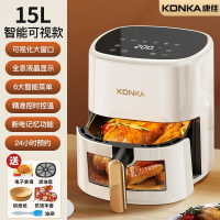 康佳空气炸锅家用电炸锅大容量多功能全自动可视电器_15L可视预约多功能液晶触屏白礼包