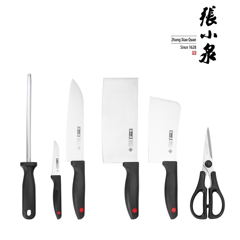 张小泉张字号*红妆系列套装刀具七件套D30870200 水果刀小厨刀切片刀斩骨刀厨房剪高清大图
