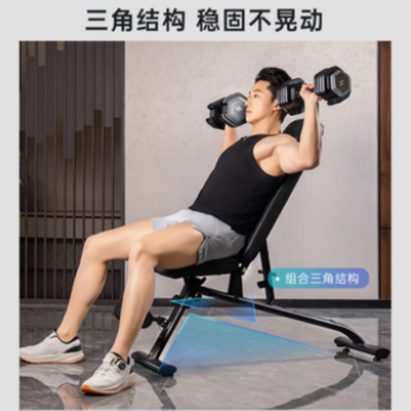 舒华(SHUA)哑铃凳家用可调节全折叠免安装室内健身房训练器材SH-G593高清大图