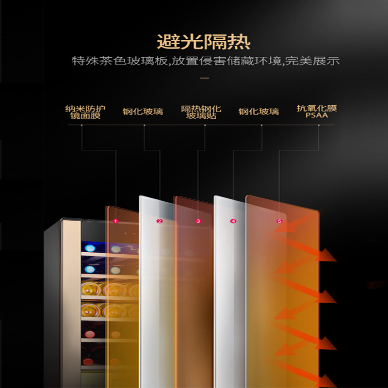 凯得.品味爱(candor) JC-98E 压缩机红酒柜恒温酒柜 红酒柜冰箱 茶叶柜 家用冰吧 33瓶装 95L