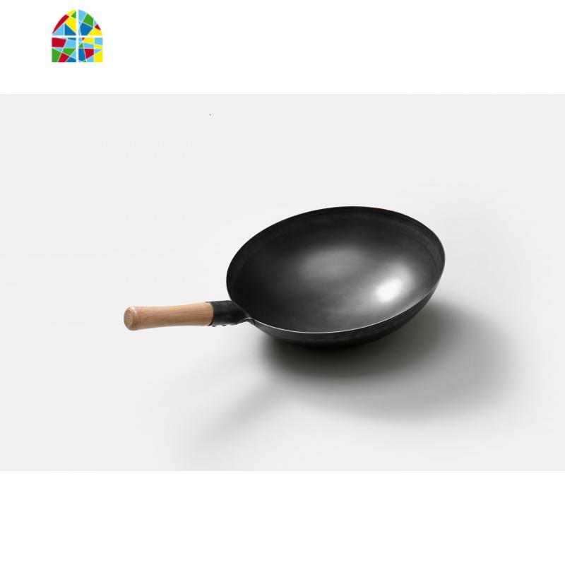 章丘老式铁锅家用圆底炒菜锅饭店厨师商用大马勺无涂层煤气灶炒勺 FENGHOU 36cm单锅送炒勺炒锅高清大图